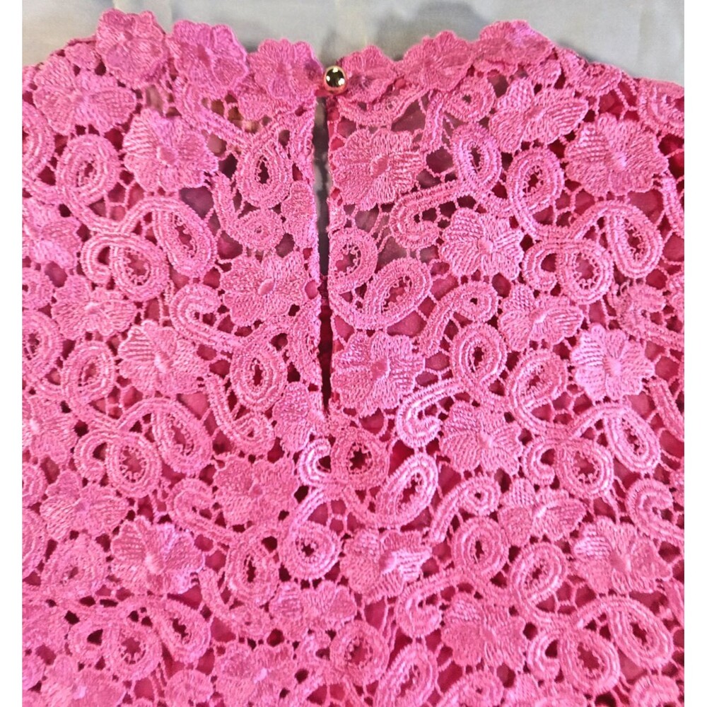 Kate Spade Bloom Flower Lace Blouse Womens Size 6 Pink Floral Crochet NJMU3100 - Picture 7 of 8